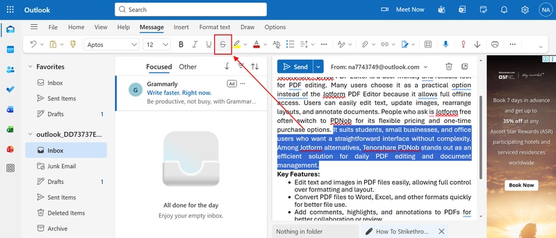Oulook Strikethrough Icon
