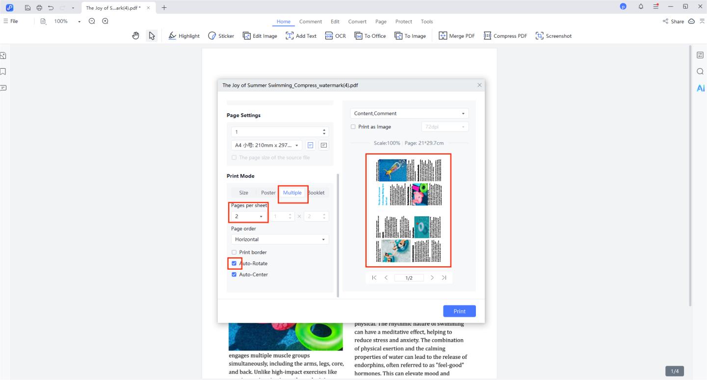 pages per sheet