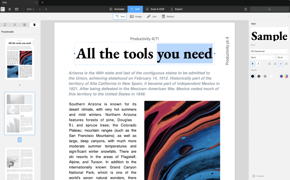 use edit toolbar