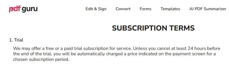 página de suscripción de pdfguru