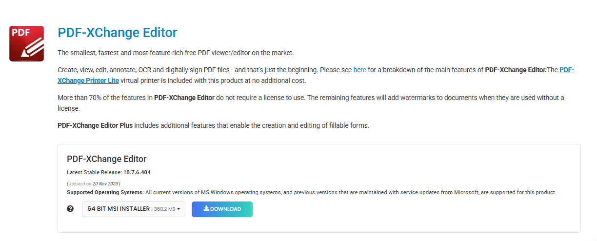 pdf xchange editor page