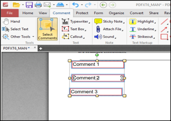 comment box in pdf xchange