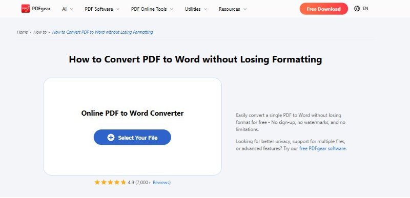 pdfgear convert pdf to word