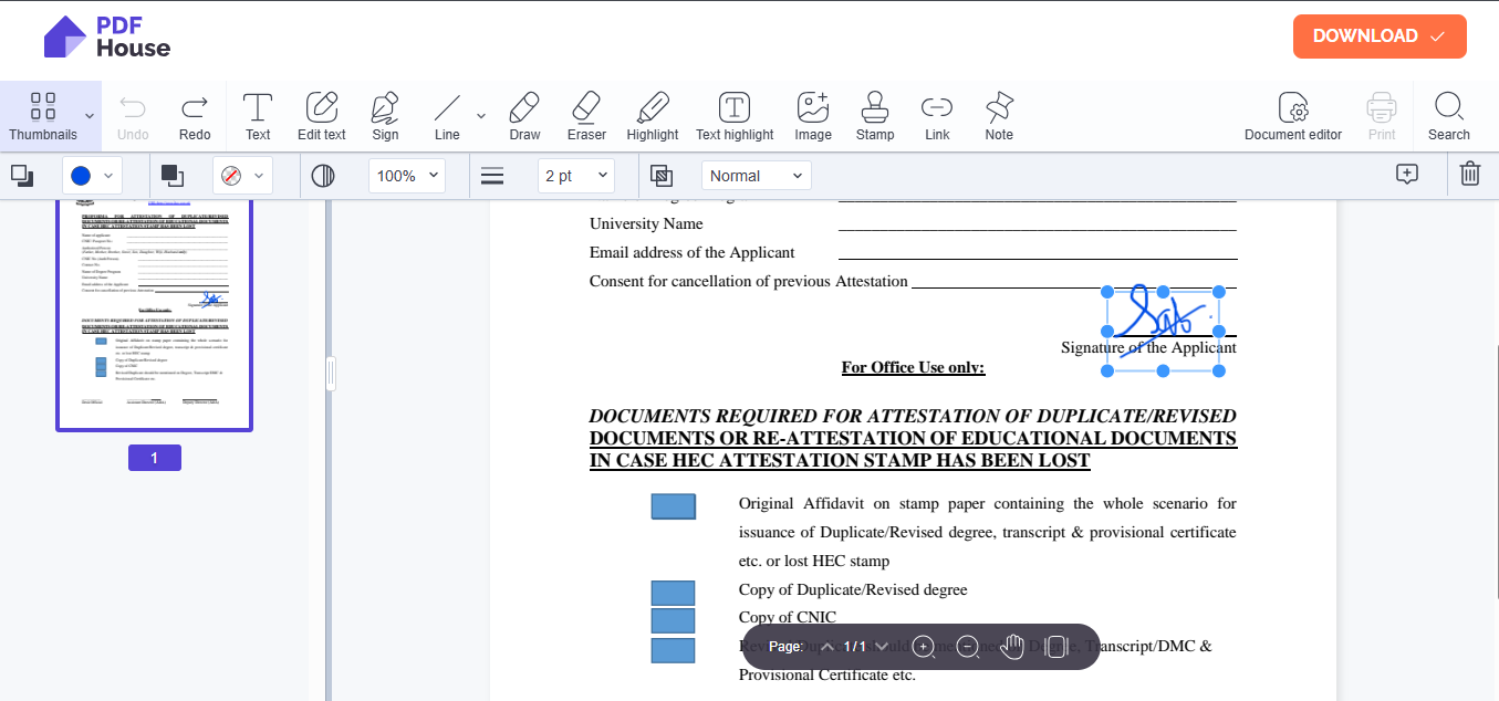 pdfhouse copy signature from pdf online free