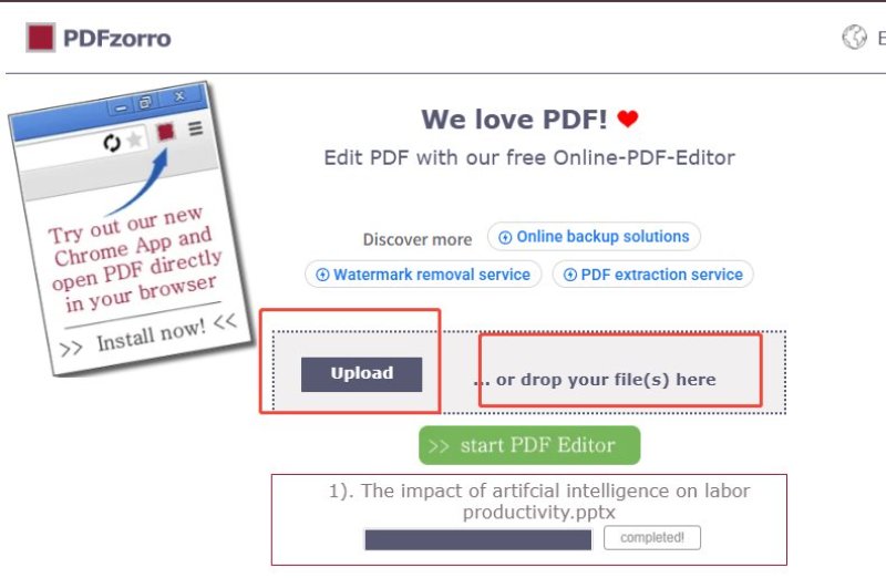 pdfzorro upload file