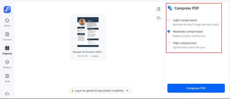 pdnob online 設定壓縮品質
