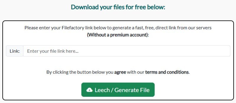 premium link generator filefactory step 1