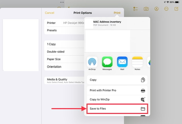 print notes from iphone as pdf