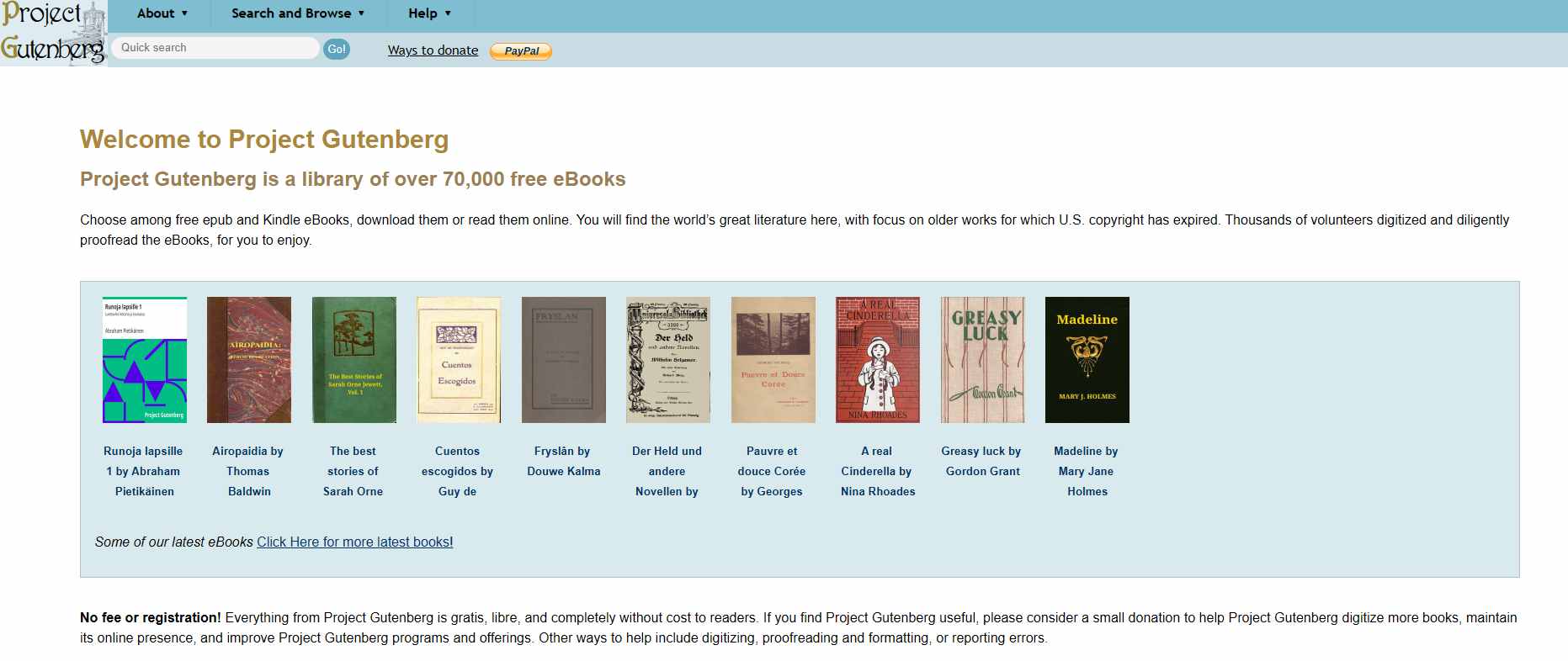 project gutenberg online books for free without download