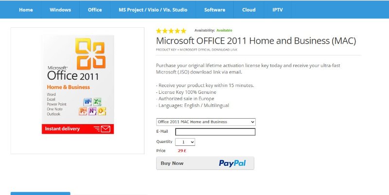 comprar la clave de producto para microsoft office 2011