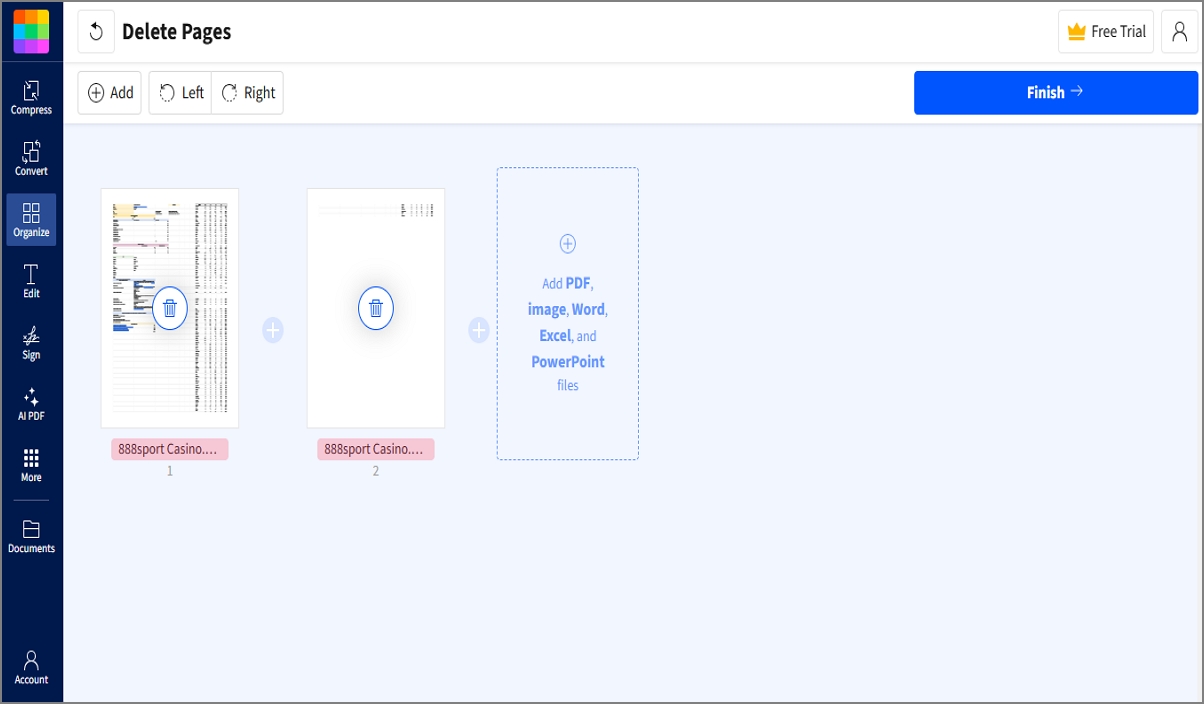 Replace Pages in a PDF Online Using Smallpdf