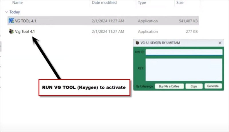 run vg tool to activate