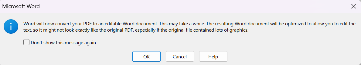 scanned pdf to editable word message