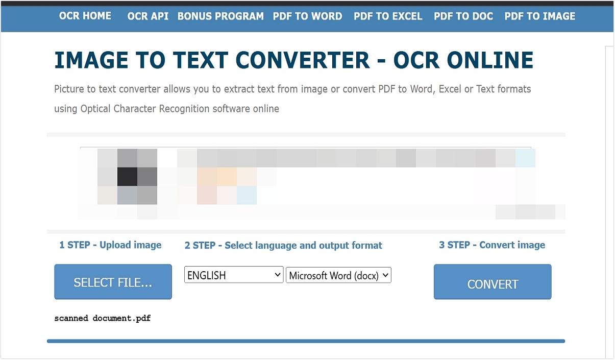 scanned pdf to word with onlineocr