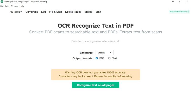  sejda ocr feature