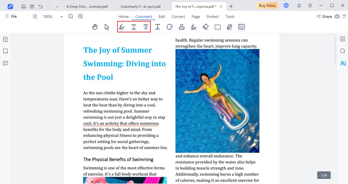 select a text markup tool