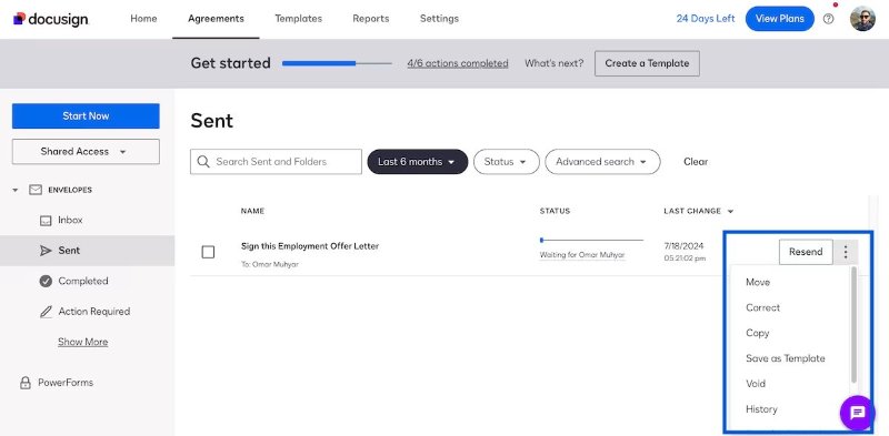  send the docusign envelope for free