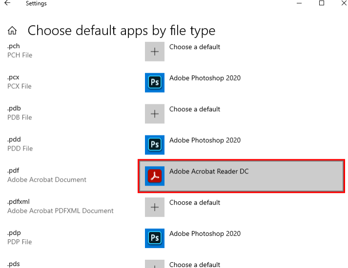 set acrobat as default pdf app