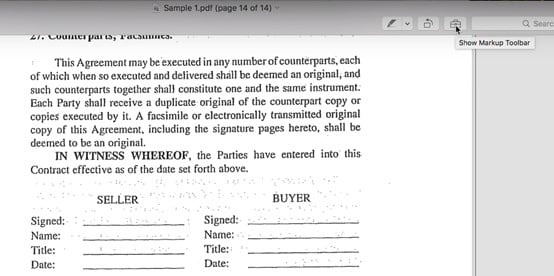Show the Markup Toolbar