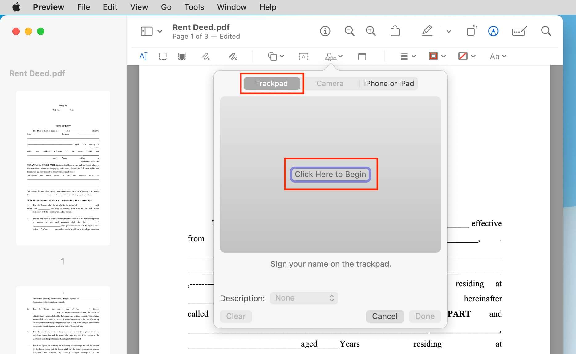 sign a pdf on mac via trackpad