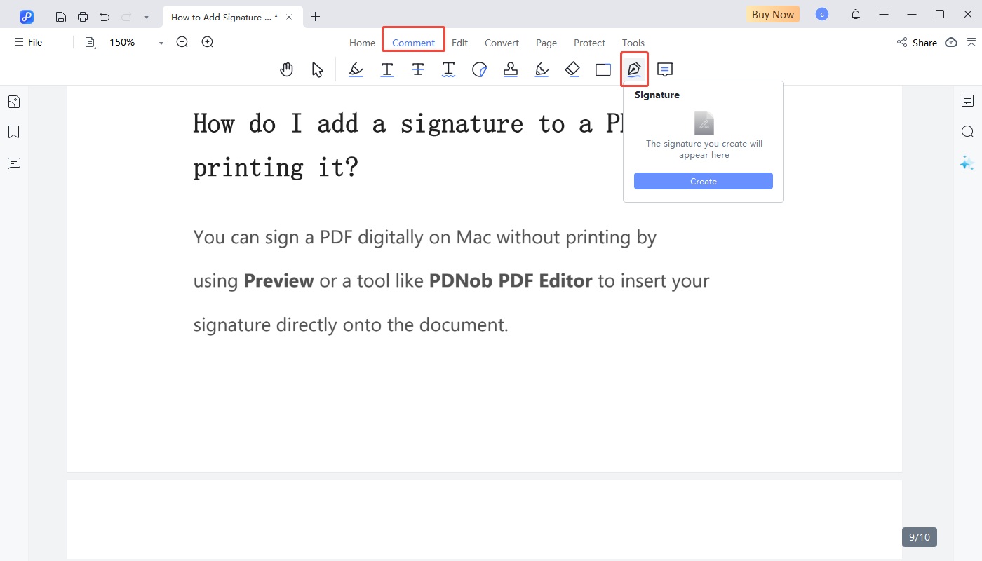 signature pdf via pdnob