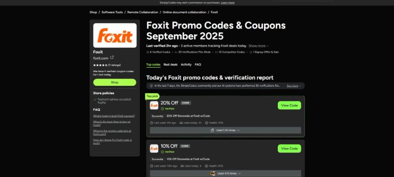 simplycodes to get foxit software promo code
