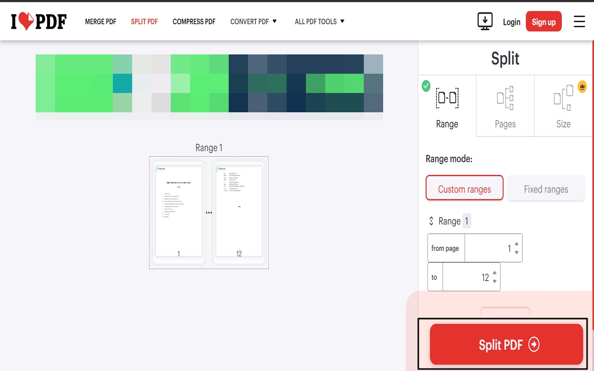 Split PDF Using iLovePDF