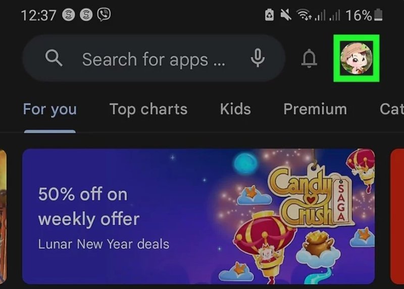 tap your profile icon