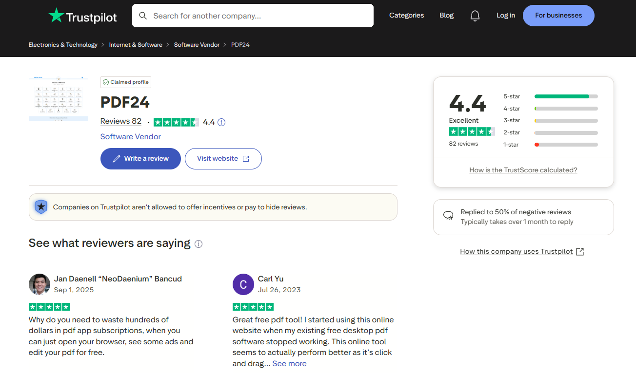 trustpilot pdf24 reviews