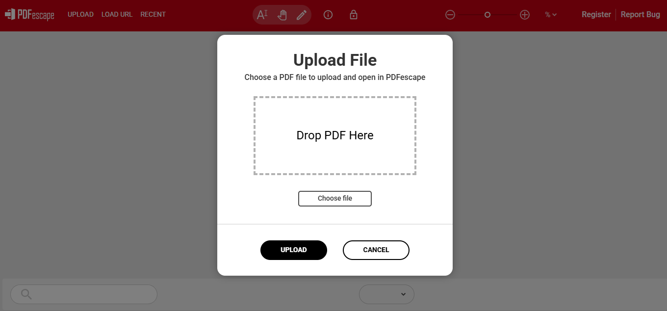upload pdf pdfescape