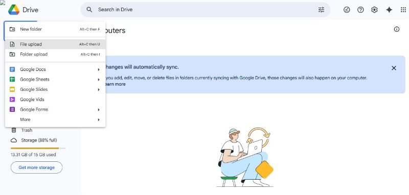 upload pdf to google drive