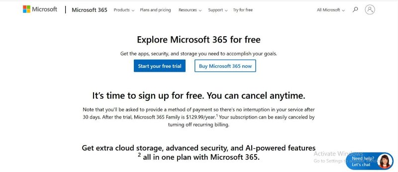 use microsoft 365 free trial