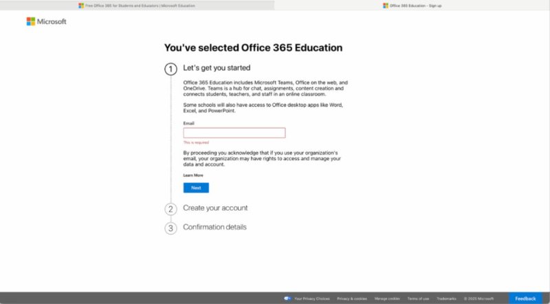 valid school or university email address