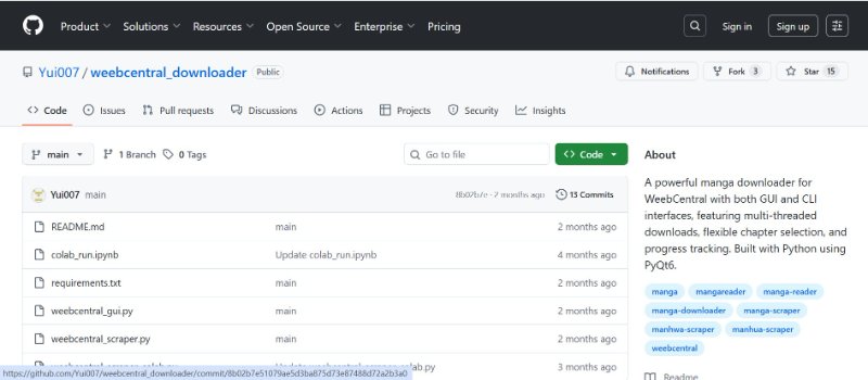 weebcentral manga downloader github page