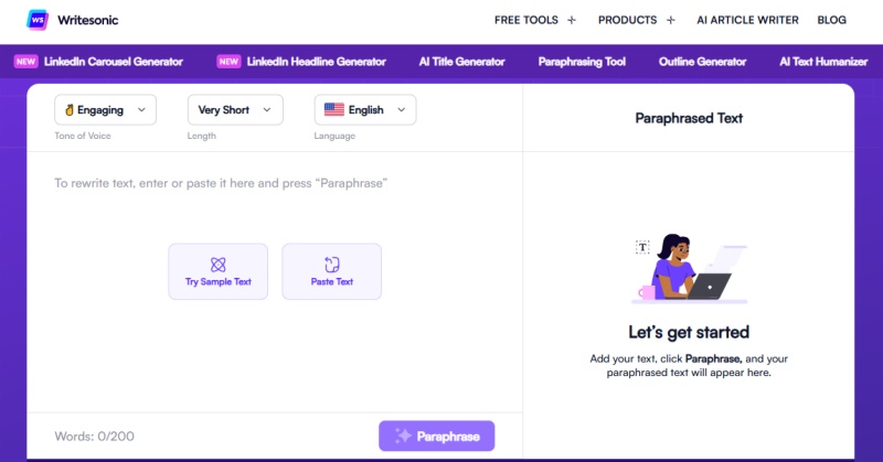 writesonic ai text expander free