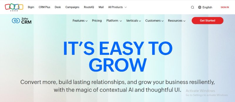 zoho crm tool for small business