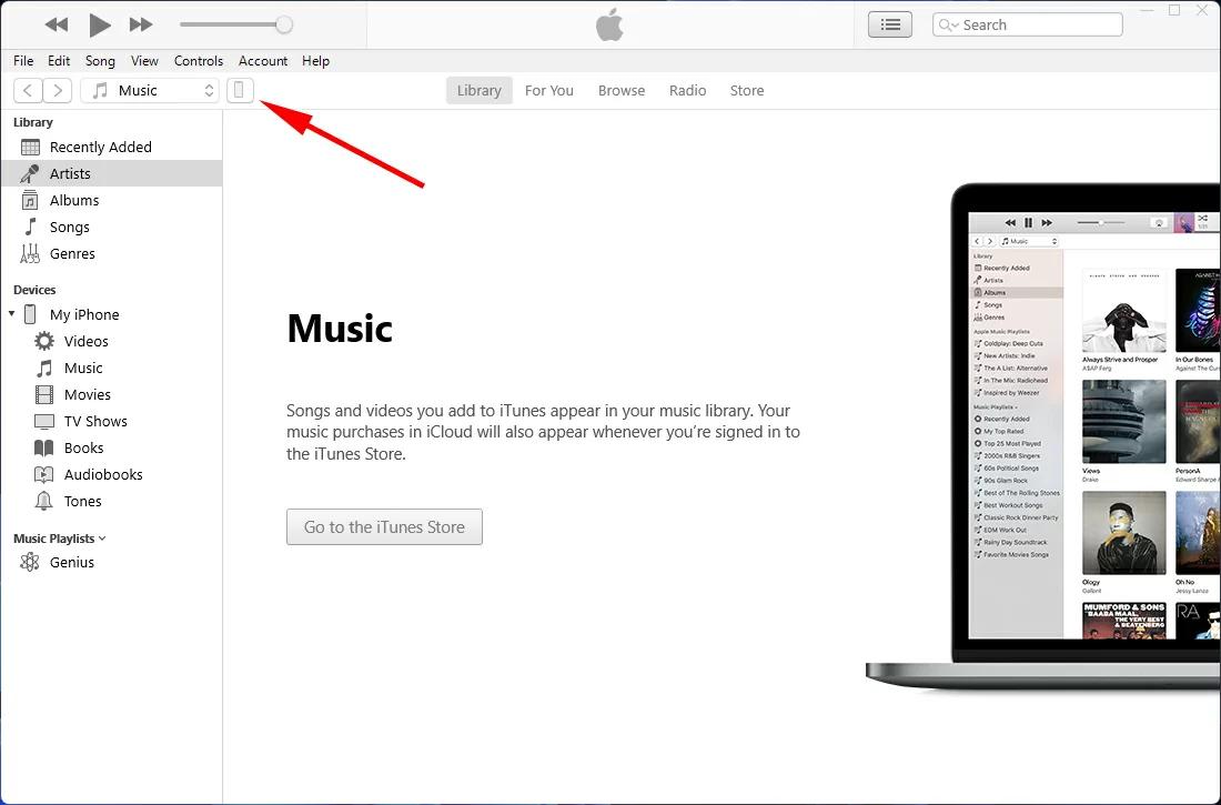 press the iphone icon button