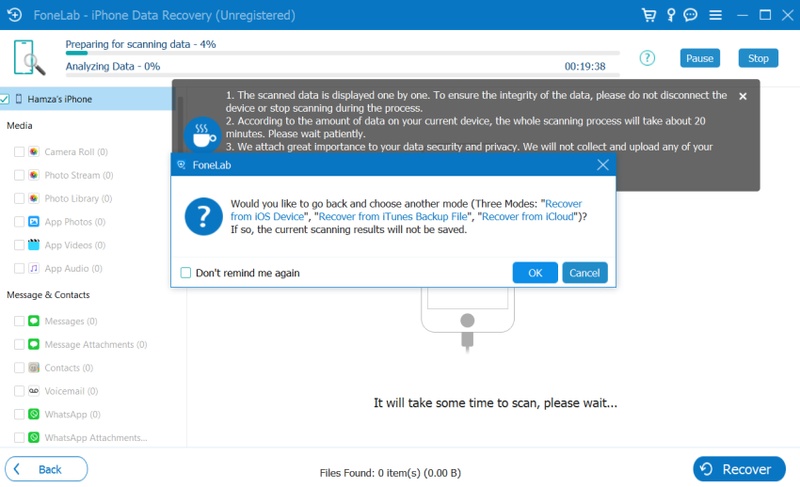 Appgeeker Scanning Termination
