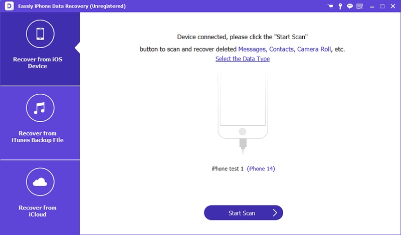 Eassiy Software Interface Showing Iphone Device Connected