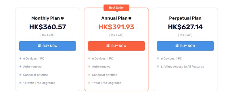 Eassiy Software Purchase Page Showing Subscription Plans and Pricing