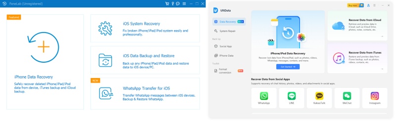 Interface Comparison Between Appgeeker Vs Tenorshare Ultdata