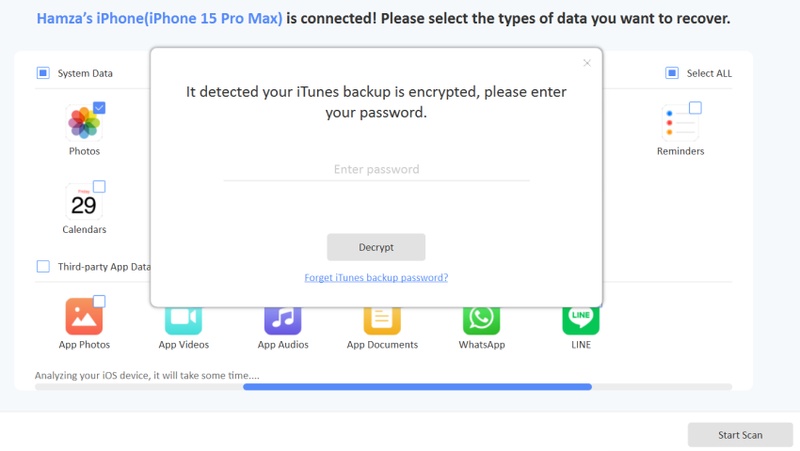 Itoolab Recovergo Password Prompt Requesting Itunes Backup Decryption