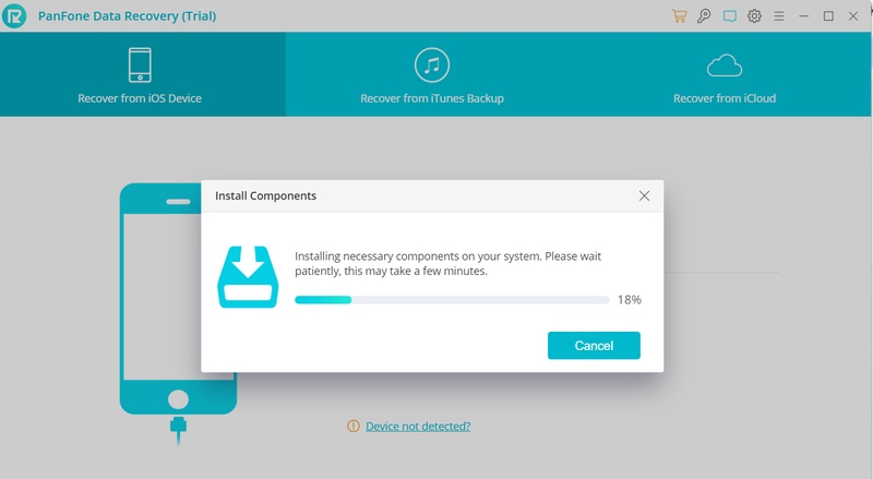 Panfone Ios Data Recovery Showing a Slow Download Progress Window for Required Ios Components