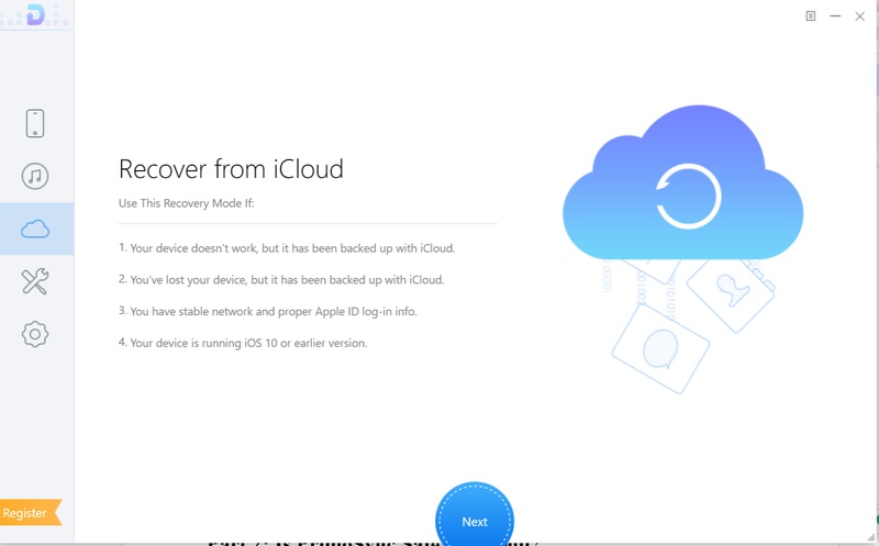 Phonerescue Software Interface for Icloud Data Recovery