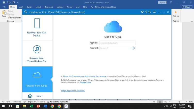 Recover from Icloud Fonelab