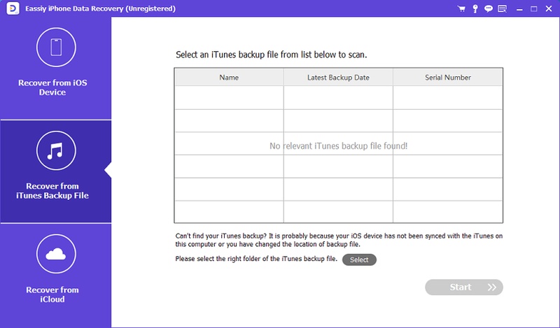 Recover from Itunes Backup Eassiy