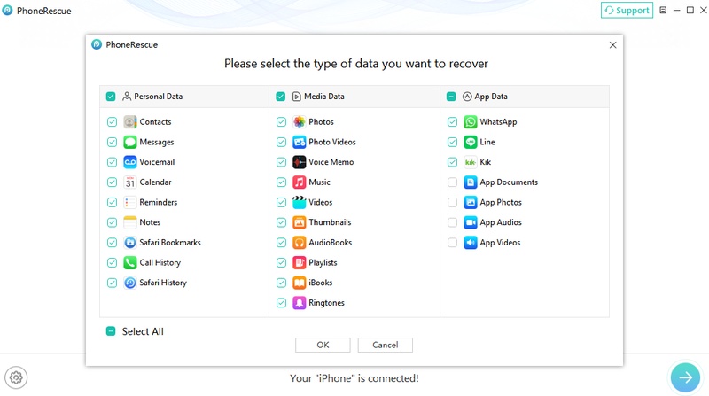 Selecting Device Data Types to Scan