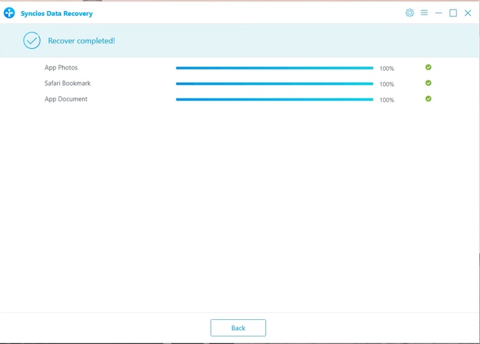 Syncios Data Recovery Completed Successfully