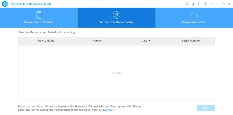Syncios Recover from Itunes Backup
