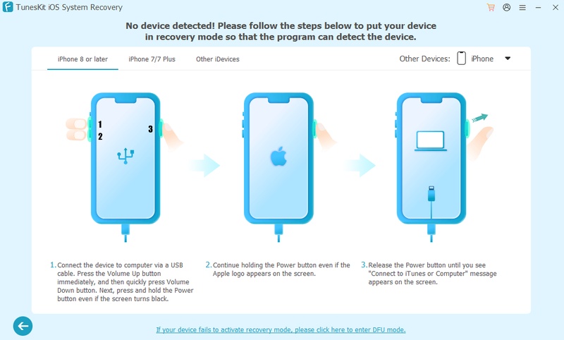 Tuneskit Ios System Recovery Guide to Enter Recovery Mode